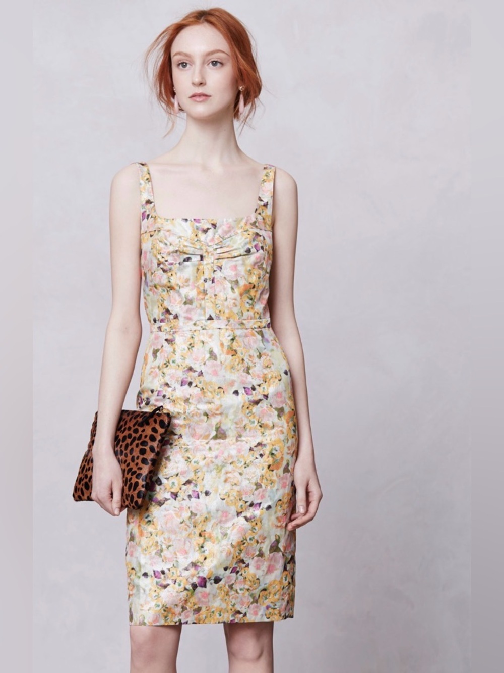 LEIFSDOTTIR ANTHROPOLOGIE‎ Aurelian Brocade Dress Metallic Floral 2 - Picture 2 of 14